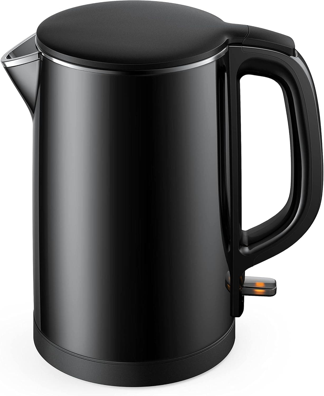Electric Kettle,1.5L Double Wall 100% Stainless Steel BPA-Free Cool Touch Tea Kettle with Overheating Protection, Cordless with Auto Shut-Off Black