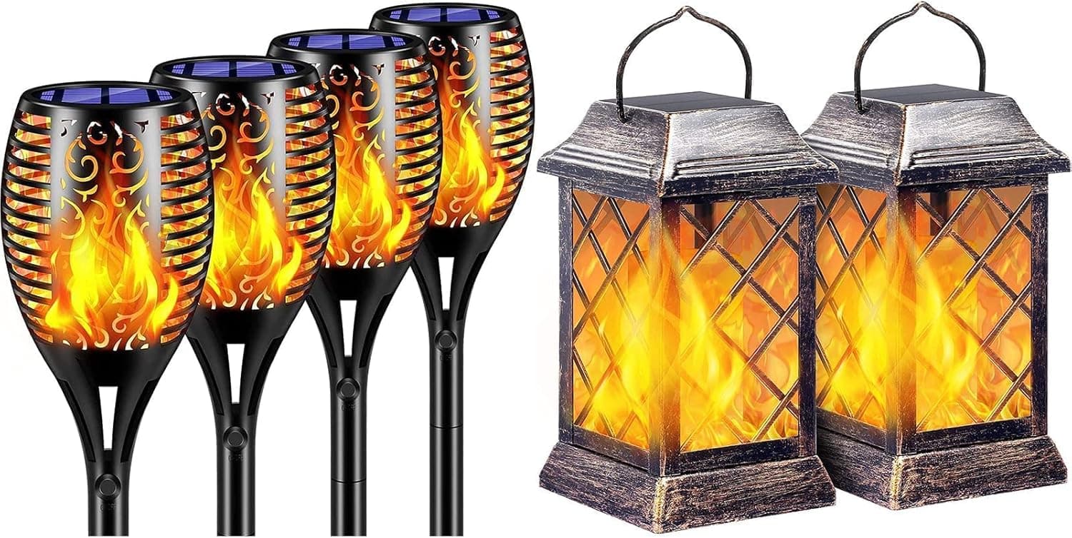TomCare Solar Lights Outdoor Flickering Flame Solar Torches Lights Outdoor Lighting for Garden Patio Yard