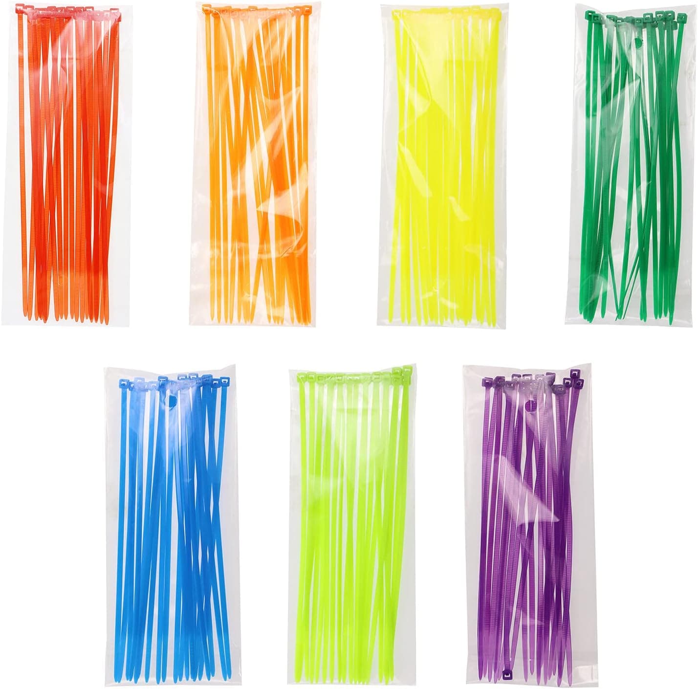 Mini Skater 140pcs 6" Multi-Color Multi-Purpose Nylon Zip Ties (7 Colors)
