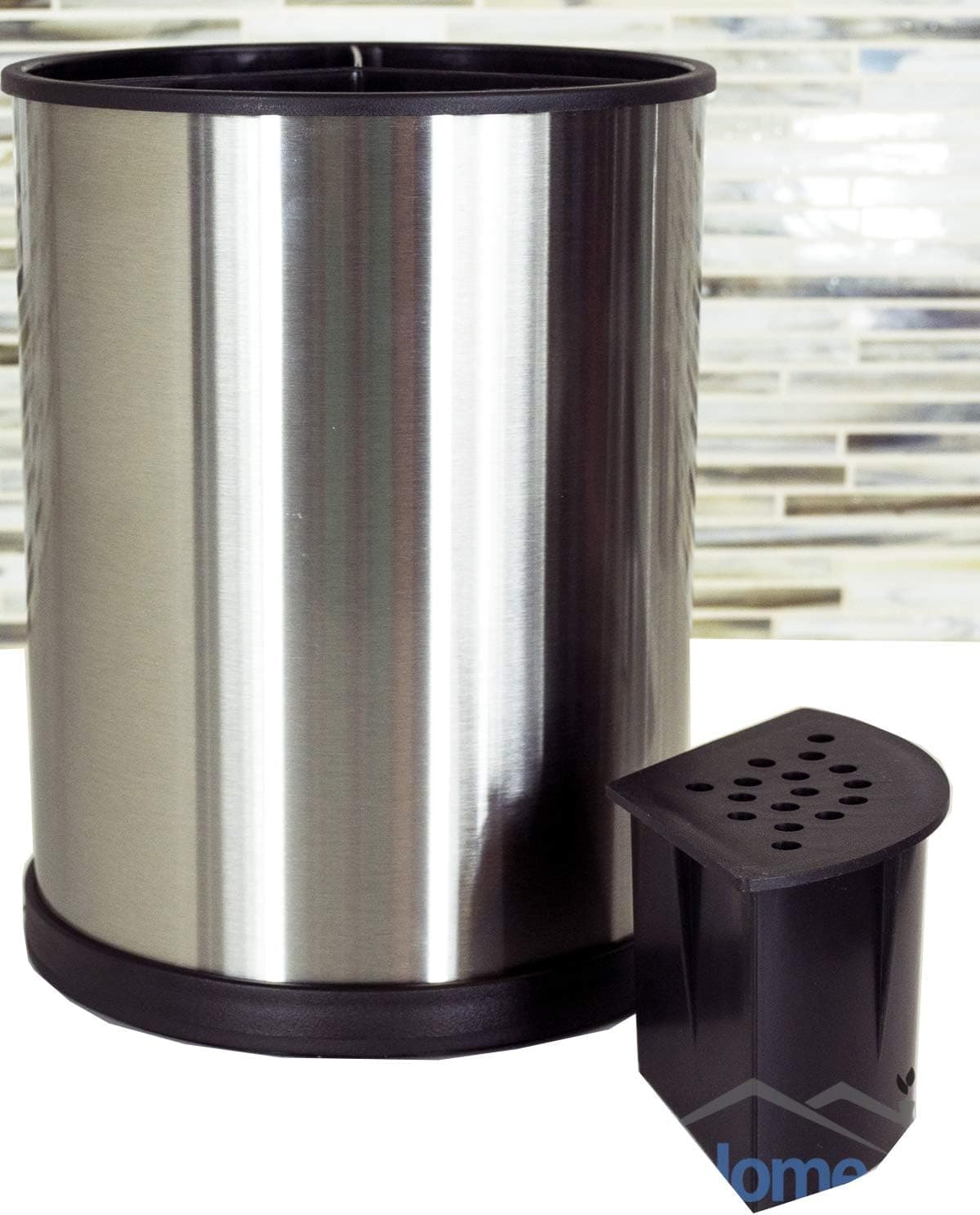 Stainless Steel Kitchen Utensil Holder – Rotating Cooking Utensil Holder Made From Fingerprint Resistant Brushed Stainless Steel