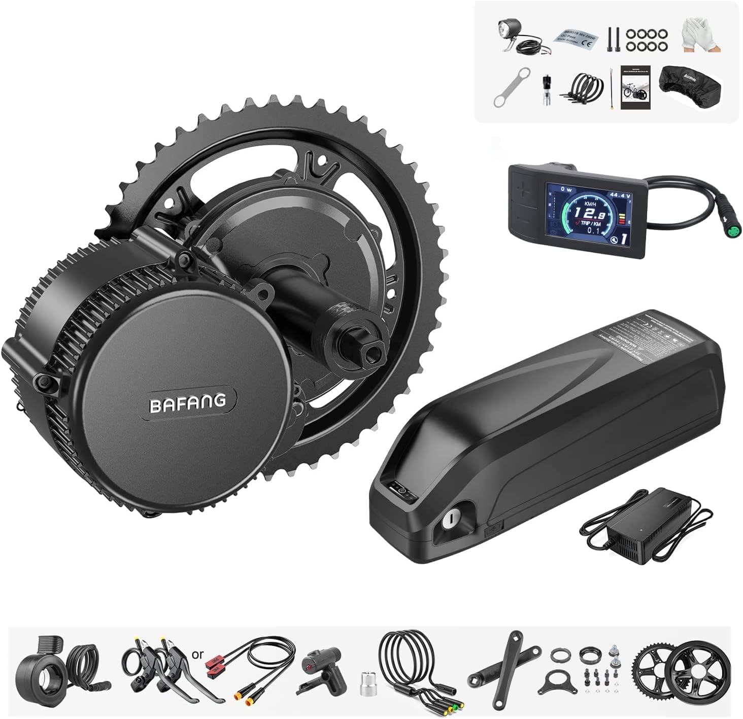 BAFANG BBS02B 36V/48V 500W Mid Drive Kit with Battery(Optional) 48V Ebike Motor with DIY LCD Display/Controller Electric Bikes Conversion kit for Mountain Bike