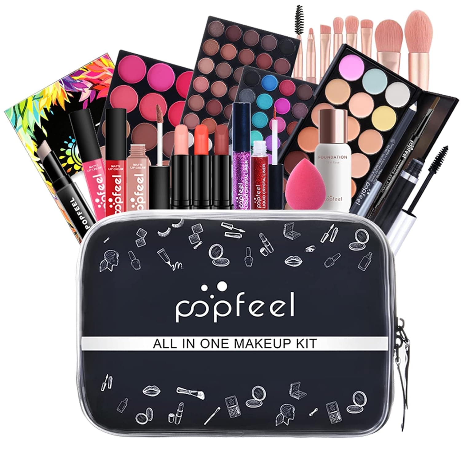 FantasyDay All-in-one Holiday Make up Gift Set | Makeup Kit for Women Full Kit Essential Starter Bundle Include Eyeshadow Palette Lipstick Blush Foundation Concealer Face Powder Mascara Lipgloss Brush