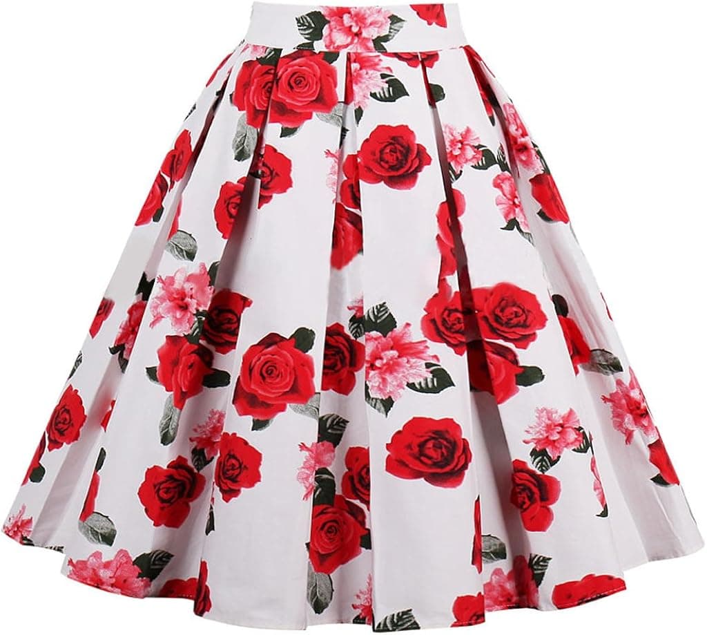 Aofur Women's Vintage Style Rose Embroidered 1950s Rockabilly Evening Party Lace Swing Tea Dress A Line Dresses
