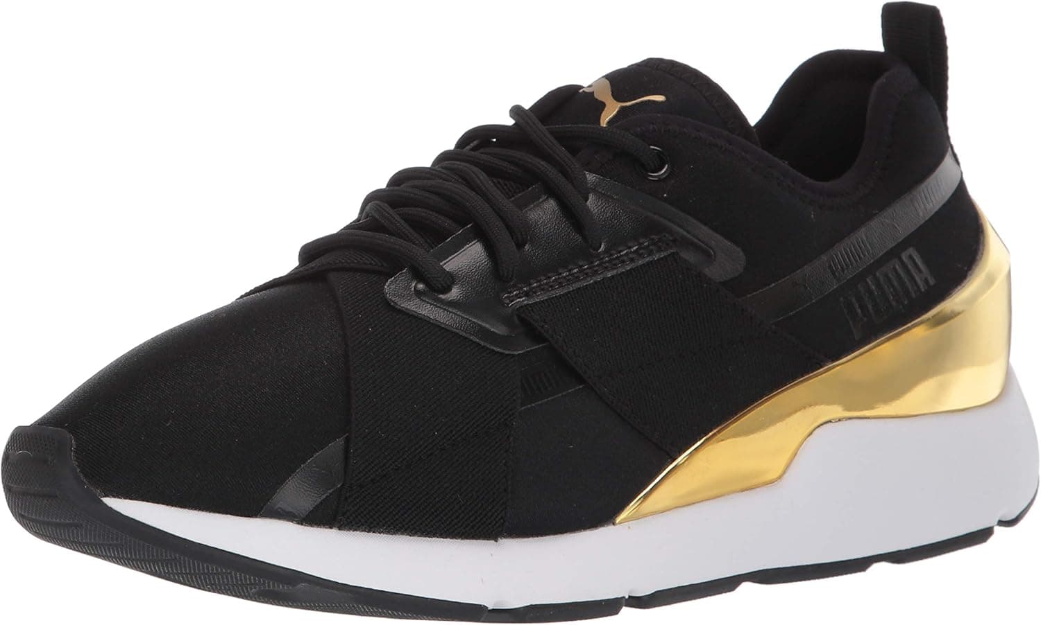 PUMA Women's Muse Sneaker, Black Team Gold, 8.5