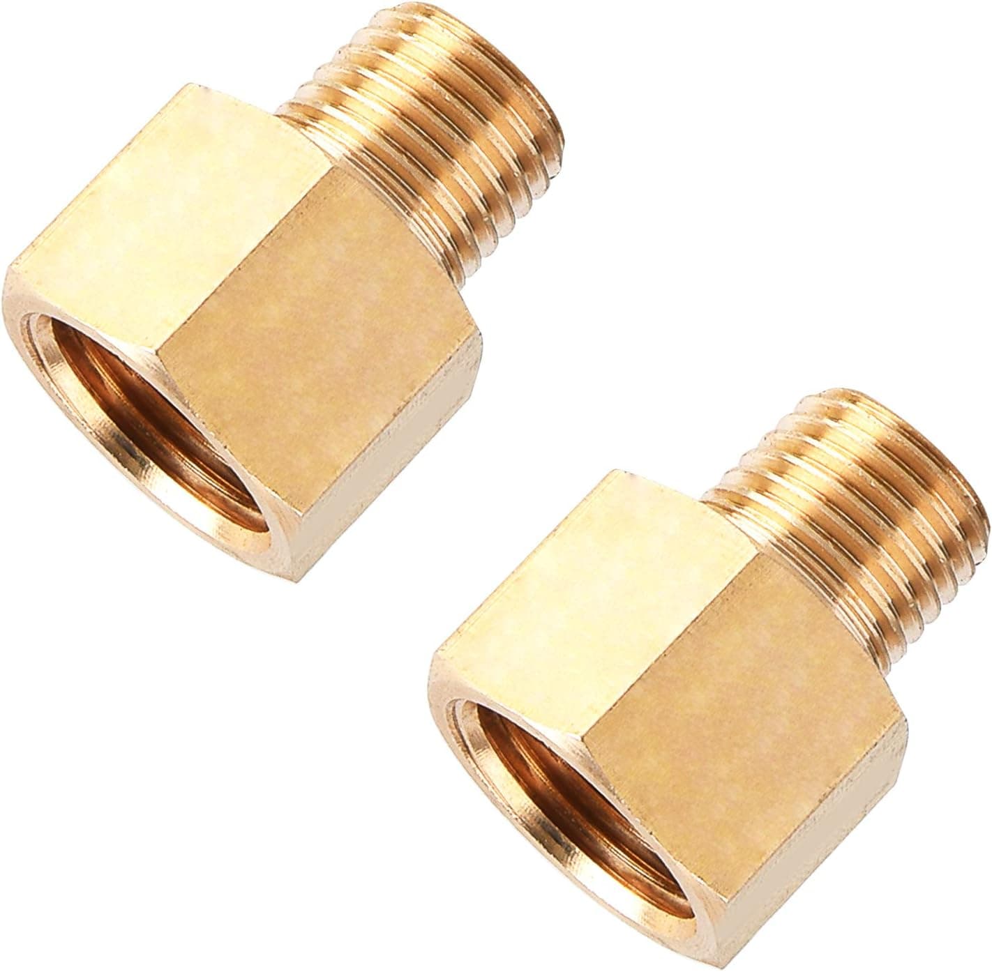 SUNGATOR Brass Pipe Fitting, Reducer Adapter, 1/4-Inch Male Pipe x 3/8-Inch Female Pipe (2-Pack)