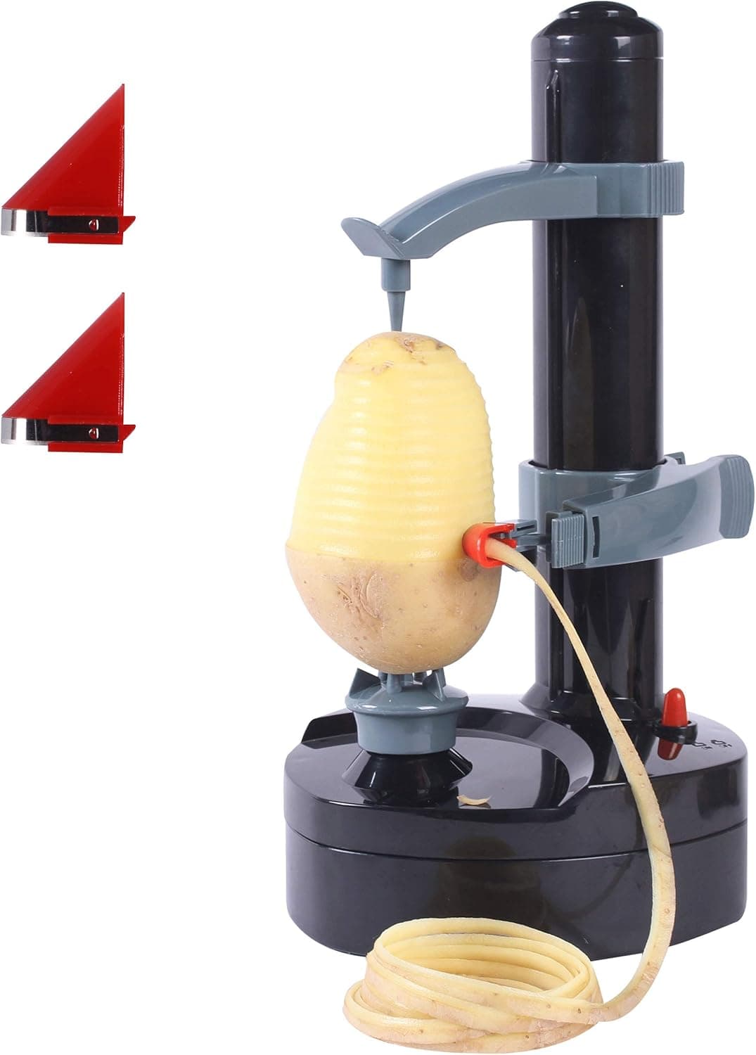 VVXX Multifunctional Automatic Electric Potato Peeler Automatic Rotating Fruits Vegetables Cutter Kitchen Peeling Tool for Fruit Vegetables Battery Powered, Black