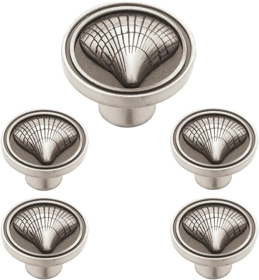 Franklin Brass PBF658-BSP-C1, Cockle Shell Drawer Knobs Cabinet Hardware Collection, Cabinet Knobs, 1-3/8 in., Brushed Satin Pewter, 5 pack