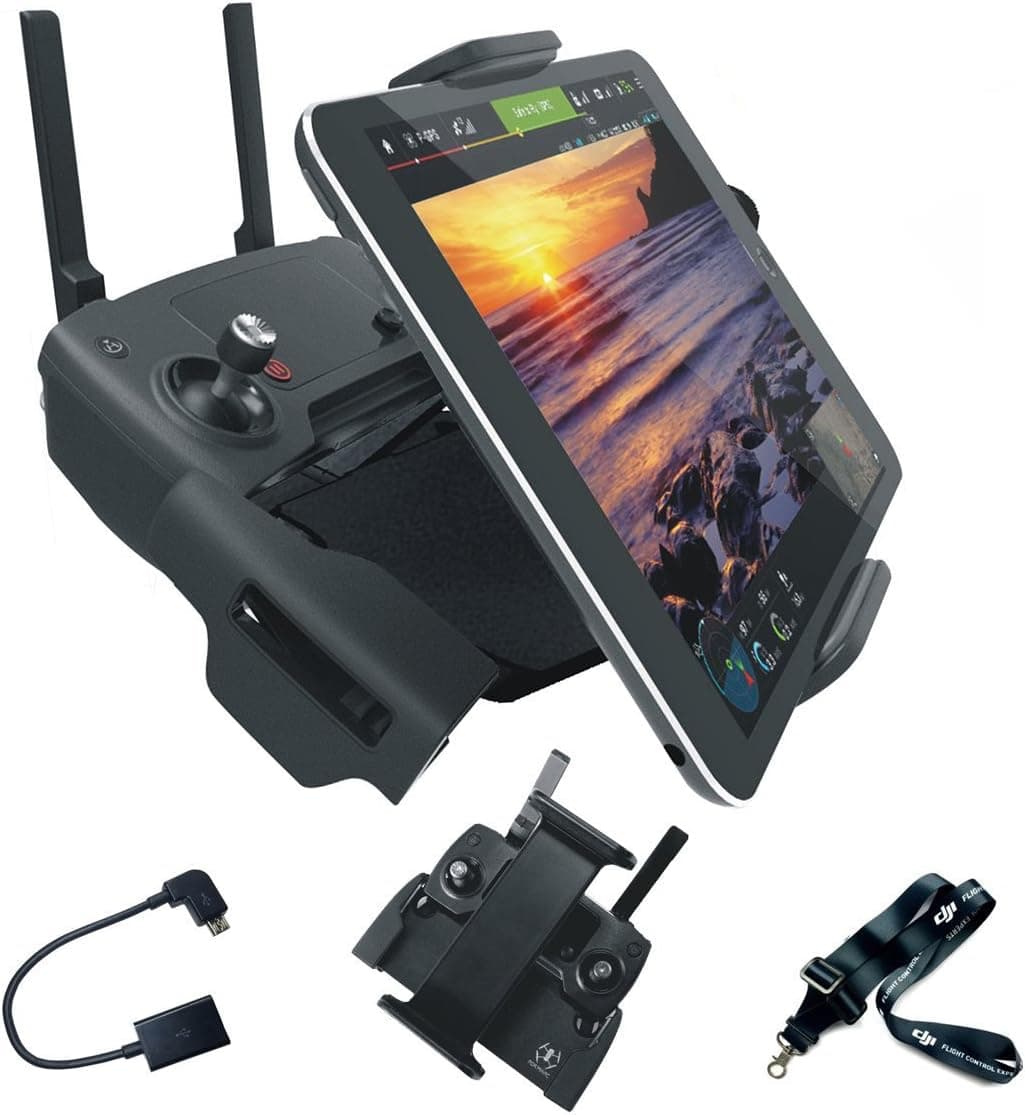 HeiyRC iPad Holder Bracket for DJI Mavic Pro Air Mavic 2 Zoom Spark,4.7-9.7 inch Tablet Bracket Stand Phone Mount,Lanyard and USB Adapter
