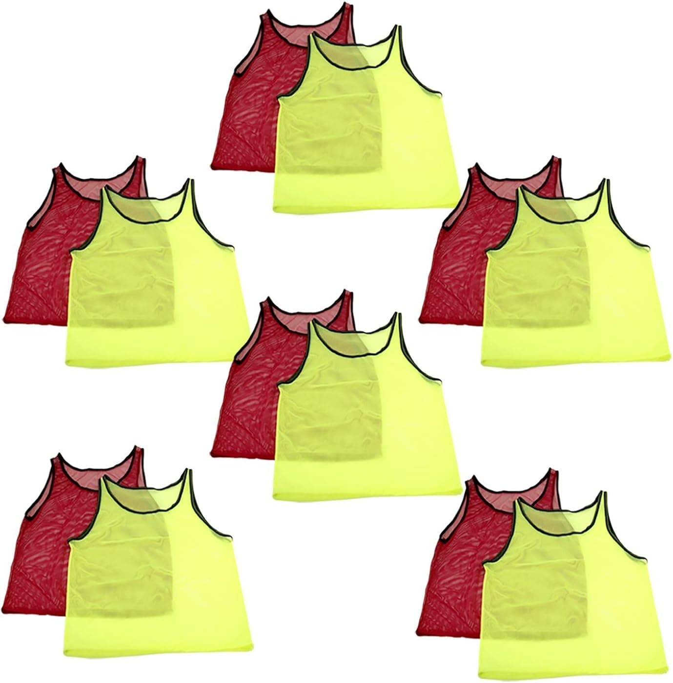 Tytroy 12 Pinnies Youth Practice Team Jerseys Mesh Scrimmage Training Vest Kids Sports (Yellow and Red)