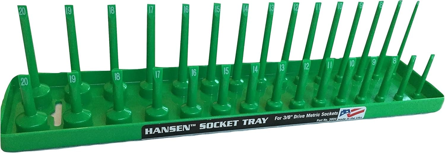 Hansen Global Hansen 3804 3/8" Drive Metric Regular & Deep Socket Holder - Green
