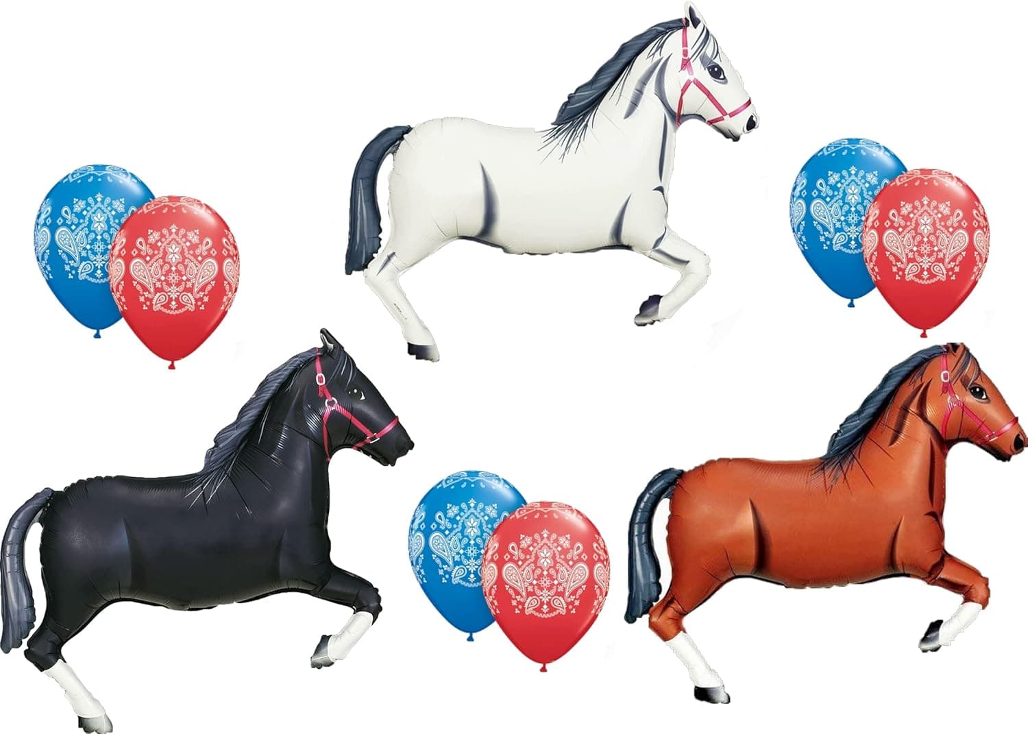 3 HORSES & BANDANA Birthday PARTY Hoedown Rodeo Balloons Decorations Supplies