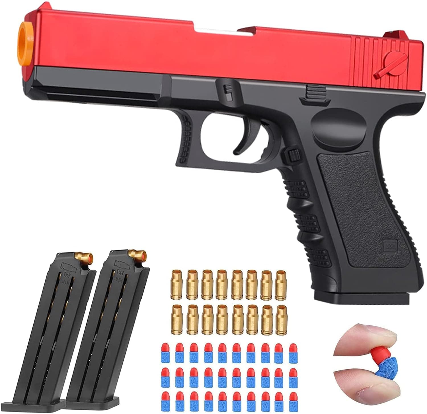 TXHWYZF Soft Bullet Toy Gun - 2 Magazine+30pcs EVA Safety Foam Bullets Toy Pistol, Safe and Fun Shooting Game for Boys and Girls Ages 6 and Up