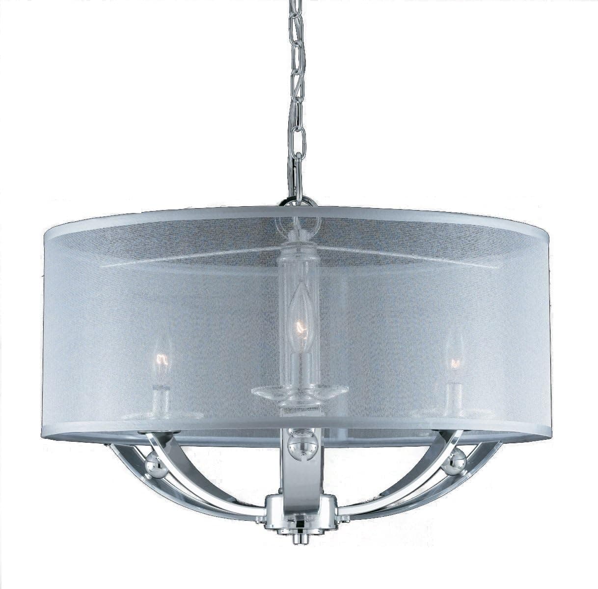 Triarch International 39422 Aurora 4-Light Pendant with Clear Acrylic Accents and Sheer Fabric Shade, Chrome Finish