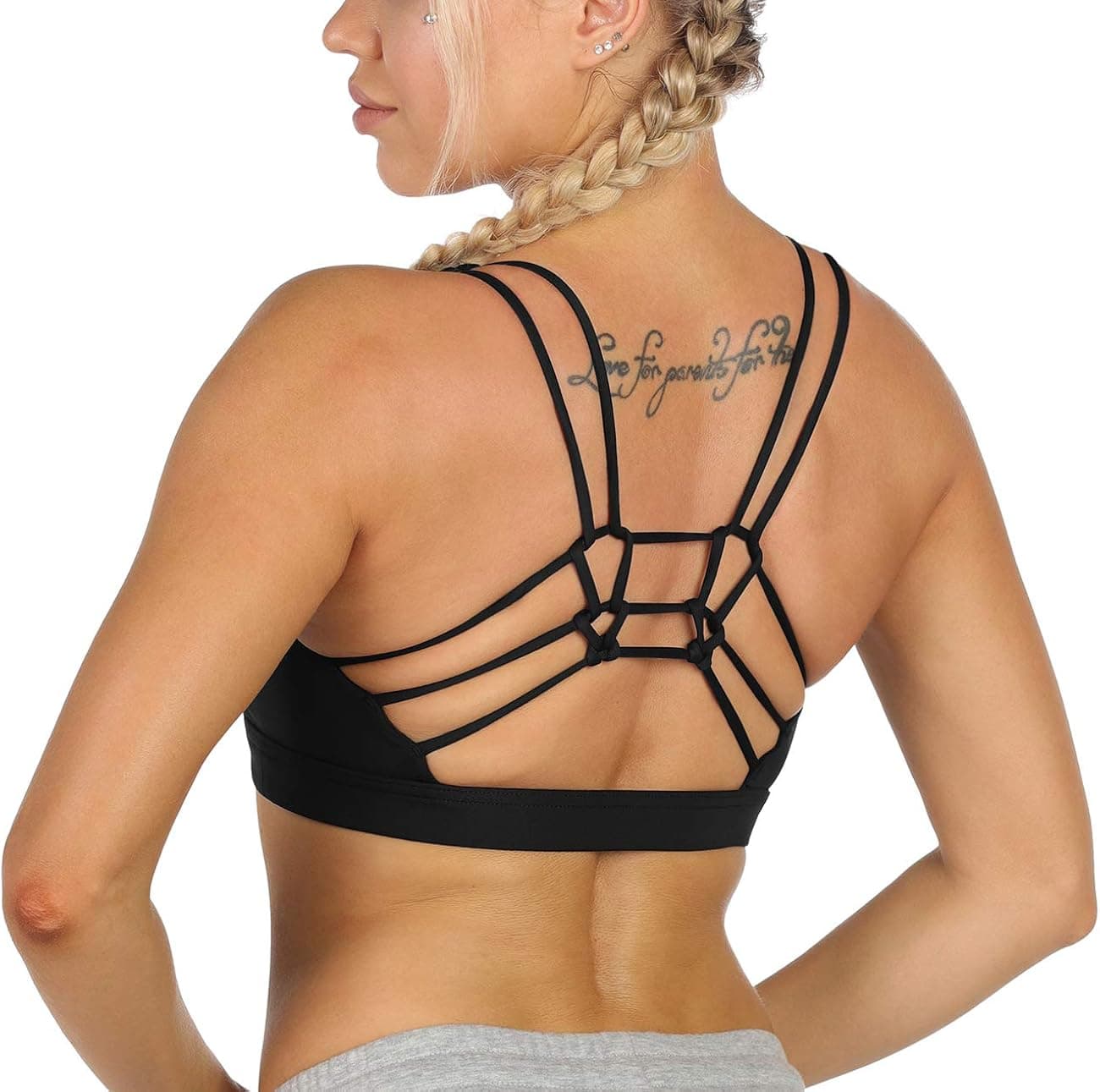 icyzone Strappy Sports Bra for Women - Medium Support Crisscross Yoga Bra Padded Workout Running Tops