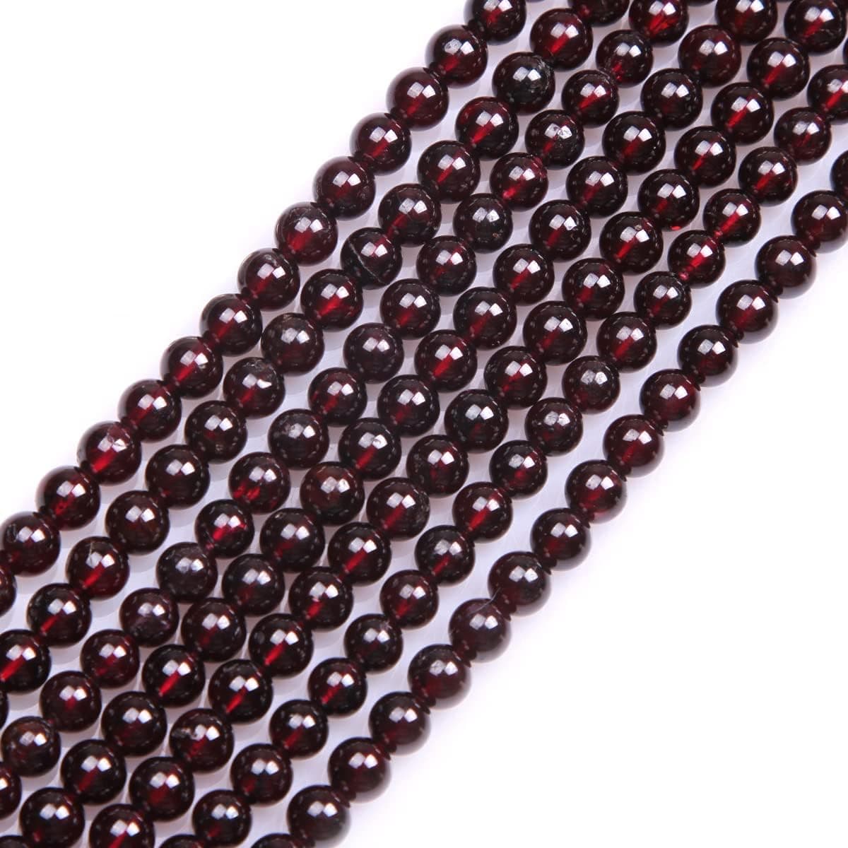 5mm Round Natural Garnet Beads Strand 15 Inch Jewelry Making Beads