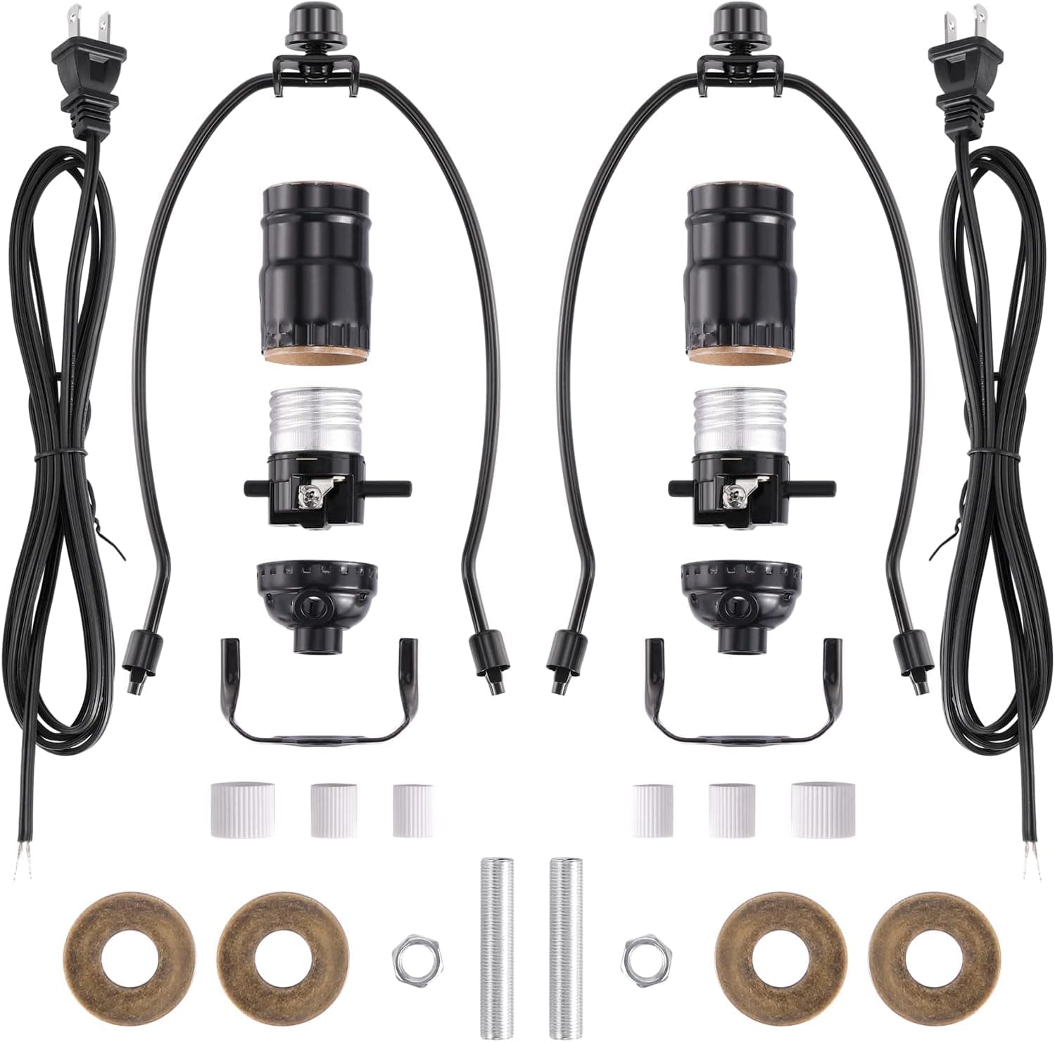 Canomo 2 Sets Bottle Lamp Making Kit Includes All Adapters and Side Hole Lamp Socket Allow You to Make a Wine Bottle Lamp or Other Bottle Lamps, Black