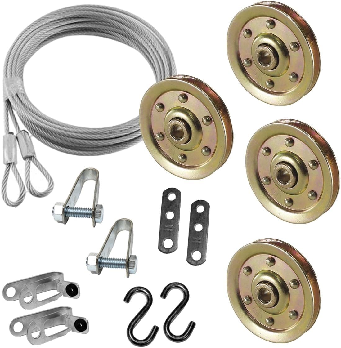 Extra Heavy Duty Garage Door Pulley 3 Inch & Safety Cable Complete Set for Ext Springs