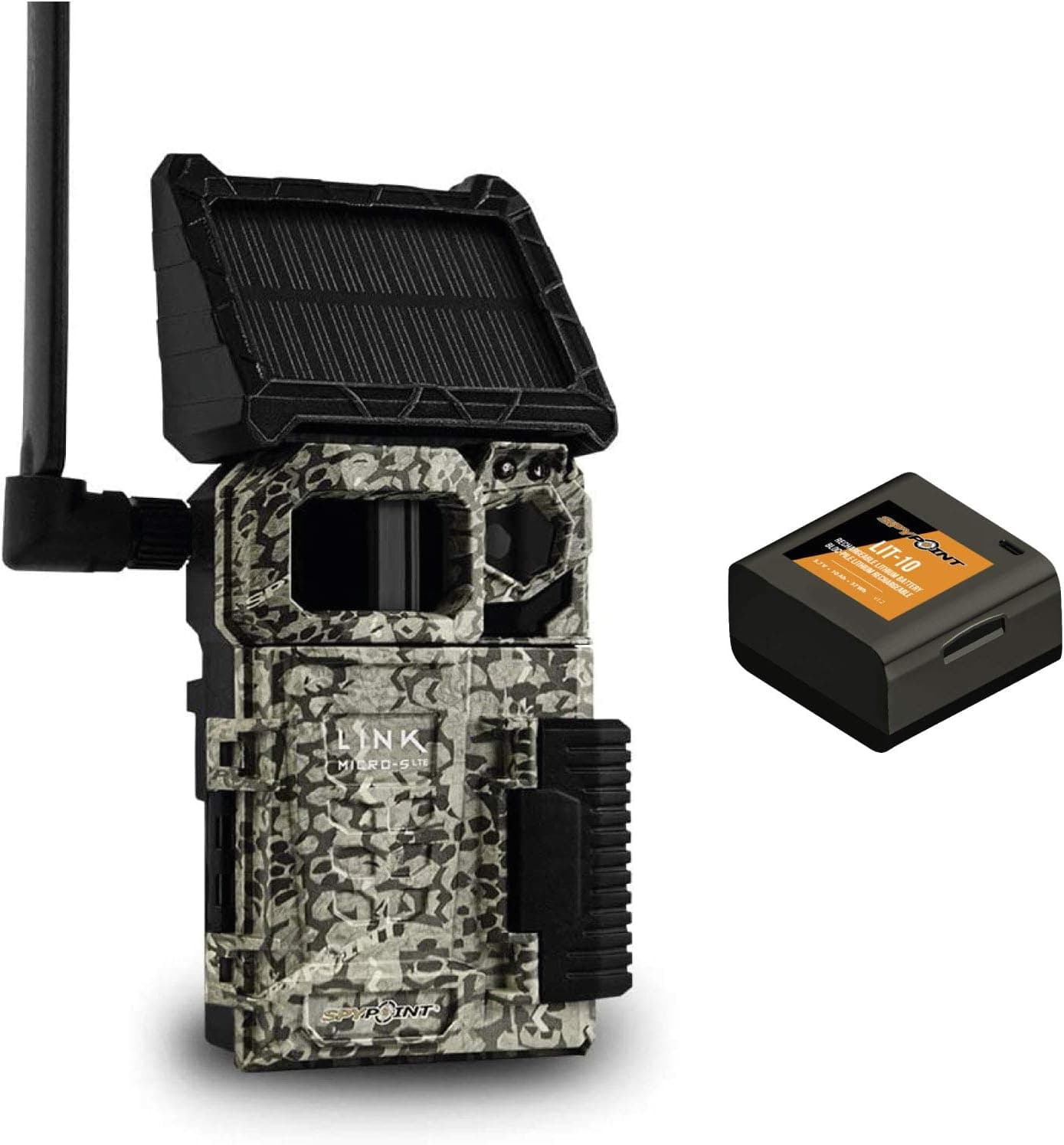 SPYPOINT Link-Micro-S-LTE Trail Camera Cellular Solar Panel 10MP Photos Night Vision 4 LED Infrared Flash 80'Detection Flash Range 0.4second Trigger Speed Game Cell Cameras for Hunting-For USA only