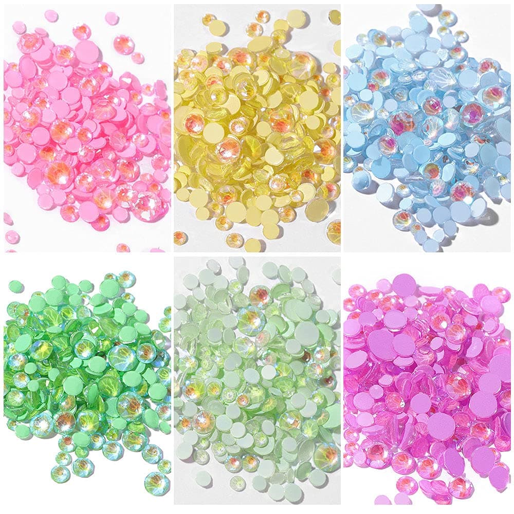 fluorescent 3D nail diamond nail gemstone, fluorescent polarized nail rhinestone, fluorescent nail rainbow charm DIY nail craft decorations(6 color)