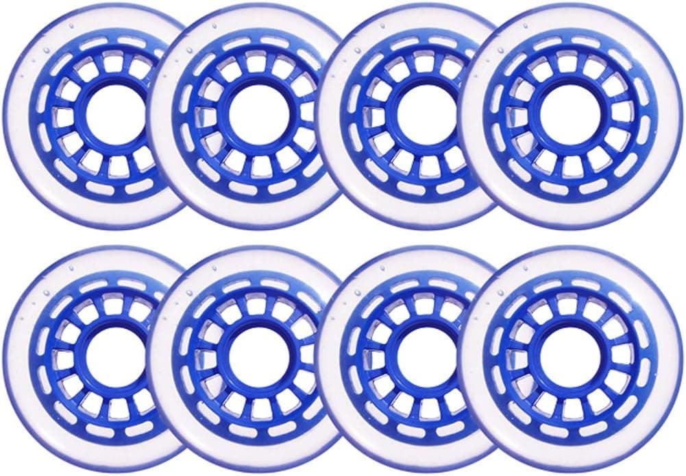 Clear/Blue Inline Skate Wheels 76mm 78a 8-Pack