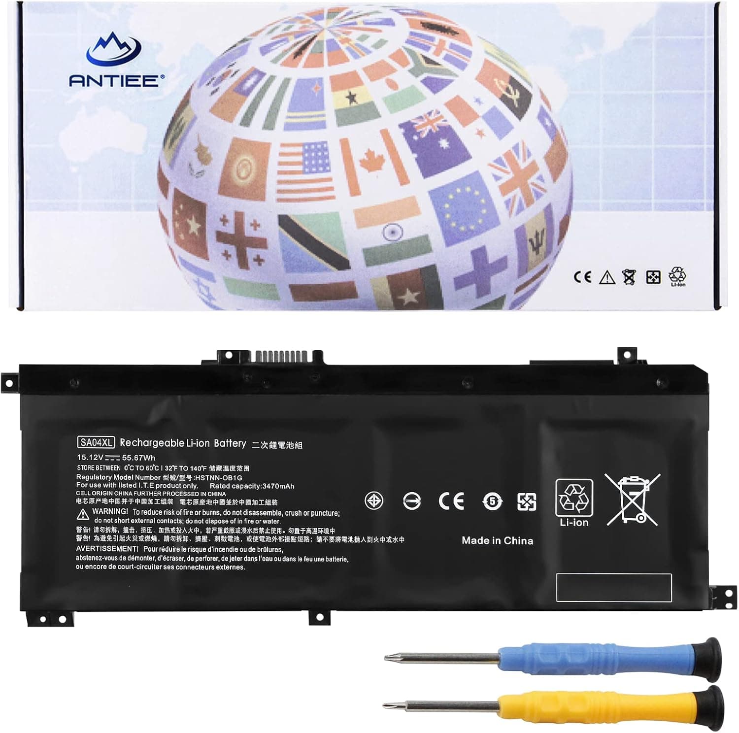 ANTIEE SA04XL L43267-005 Battery for HP Envy X360 15-DR 15-DS 15M-DR 15M-DS 17-CG 15-dr0xxx dr1xxx 15-ds0xxx ds1xxx 15m-ds0xxx ds0011dx 15m-dr0xxx dr0011dx dr0012dx dr1012dx dr1011dx 17m-cg0013dx