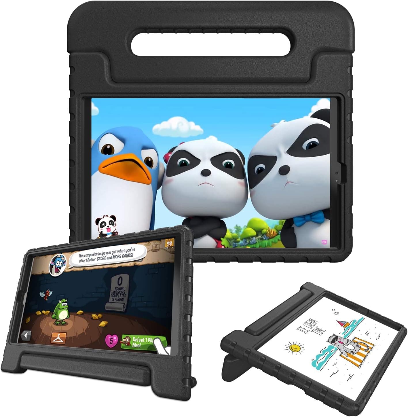 Fintie Shockproof Case for Samsung Galaxy Tab A 10.1 2019 Model SM-T510/T515/T517, Kiddie Series Light Weight Convertible Handle Stand Kids Friendly Cover, Black