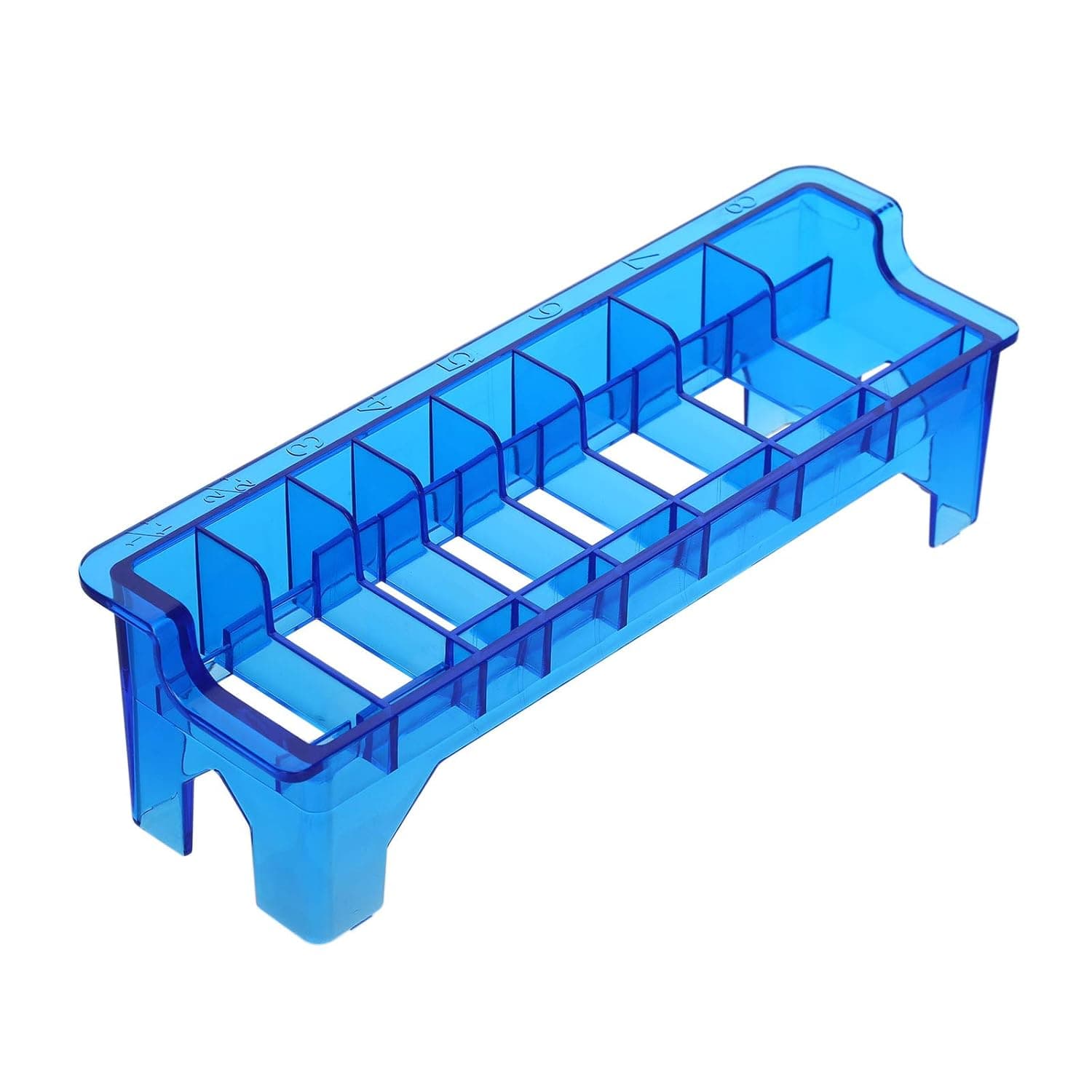 Rectangular Plastic Blade Organizer Anself Plastic Clipper Guide Comb Organizer 8 Blocks (Blue)