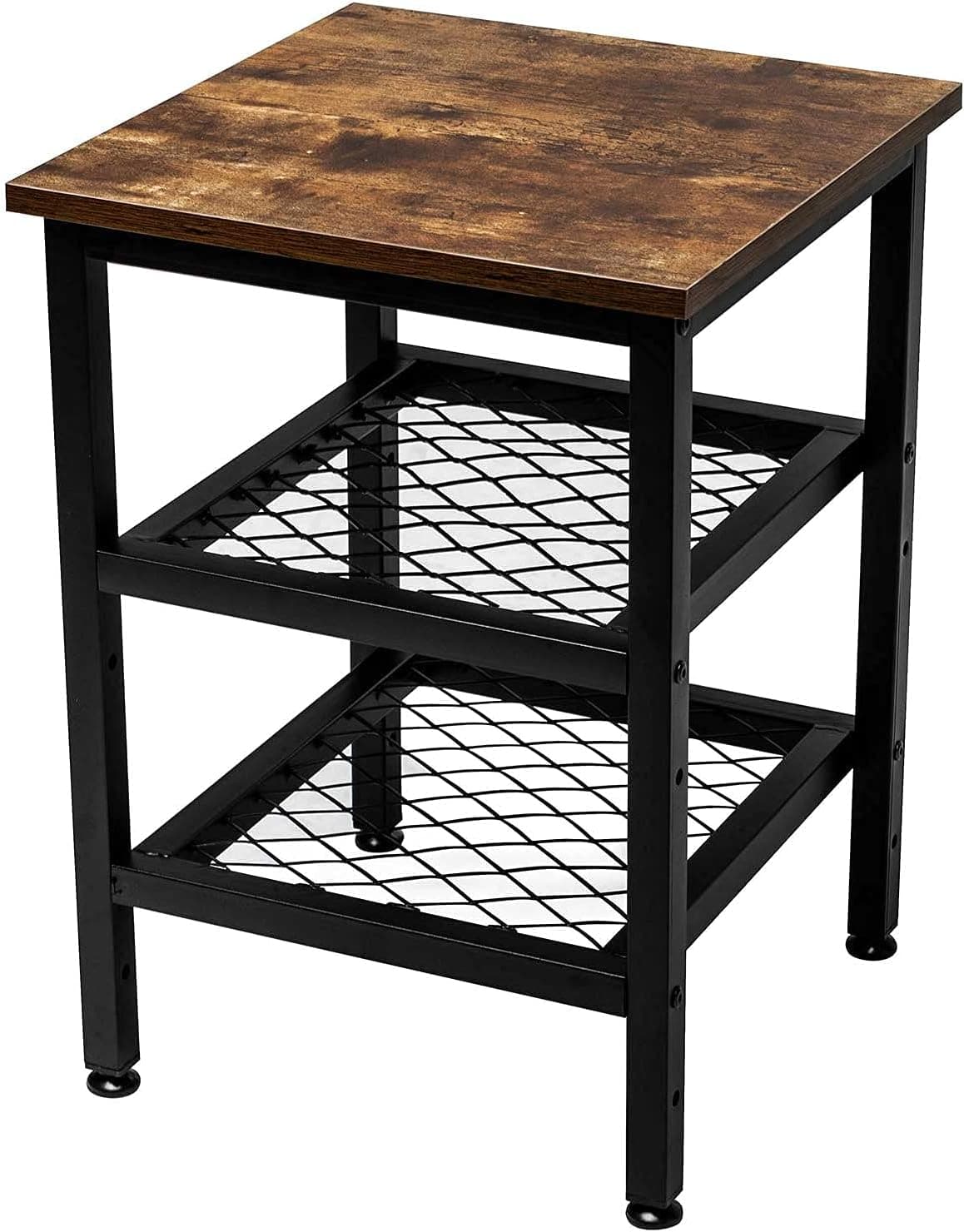 ARMCONE Industrial Nightstand Small Side Table with Storage Shelves for Small Spaces End Table Wood Beside Table Heavy-Duty Steel Frame for Living Room, Bedroom, Sofa Couch, Hall, Easy Assembly, Oak