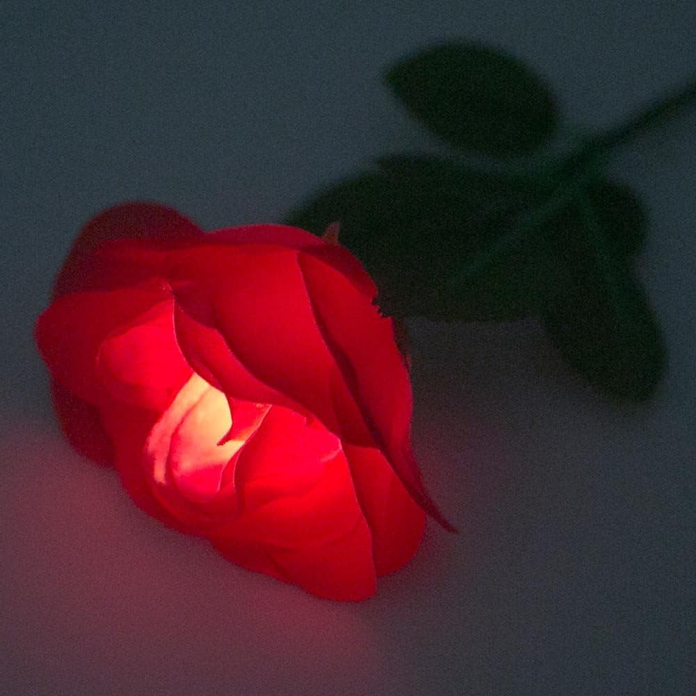 Flashing Panda LED Multicolor 12 in Color-Changing Light Up White Rose Flower on a Stem - One Rose