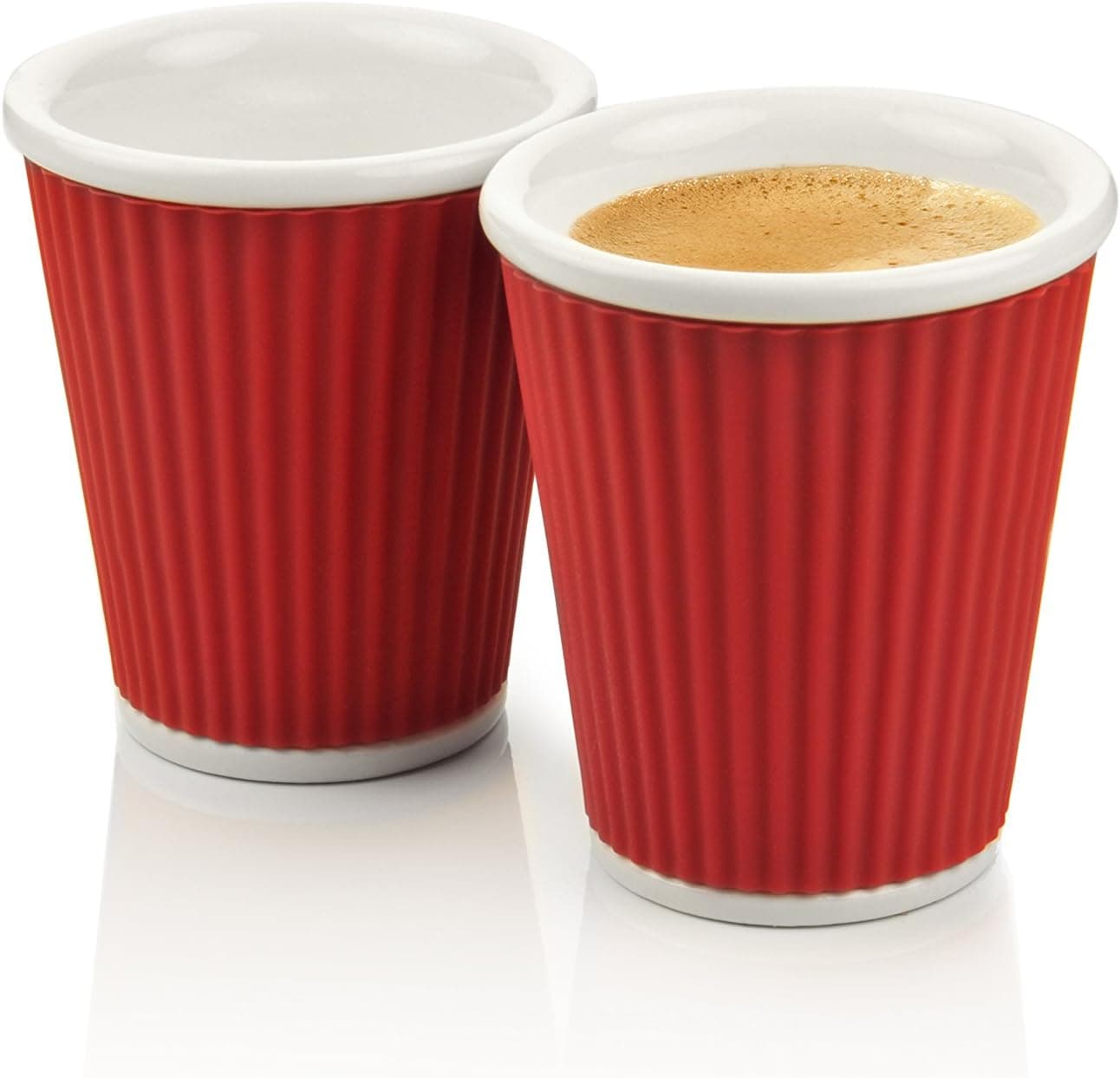 Les Artistes 6-Ounce Coffee and Tea Cups, 2-Pack, Red