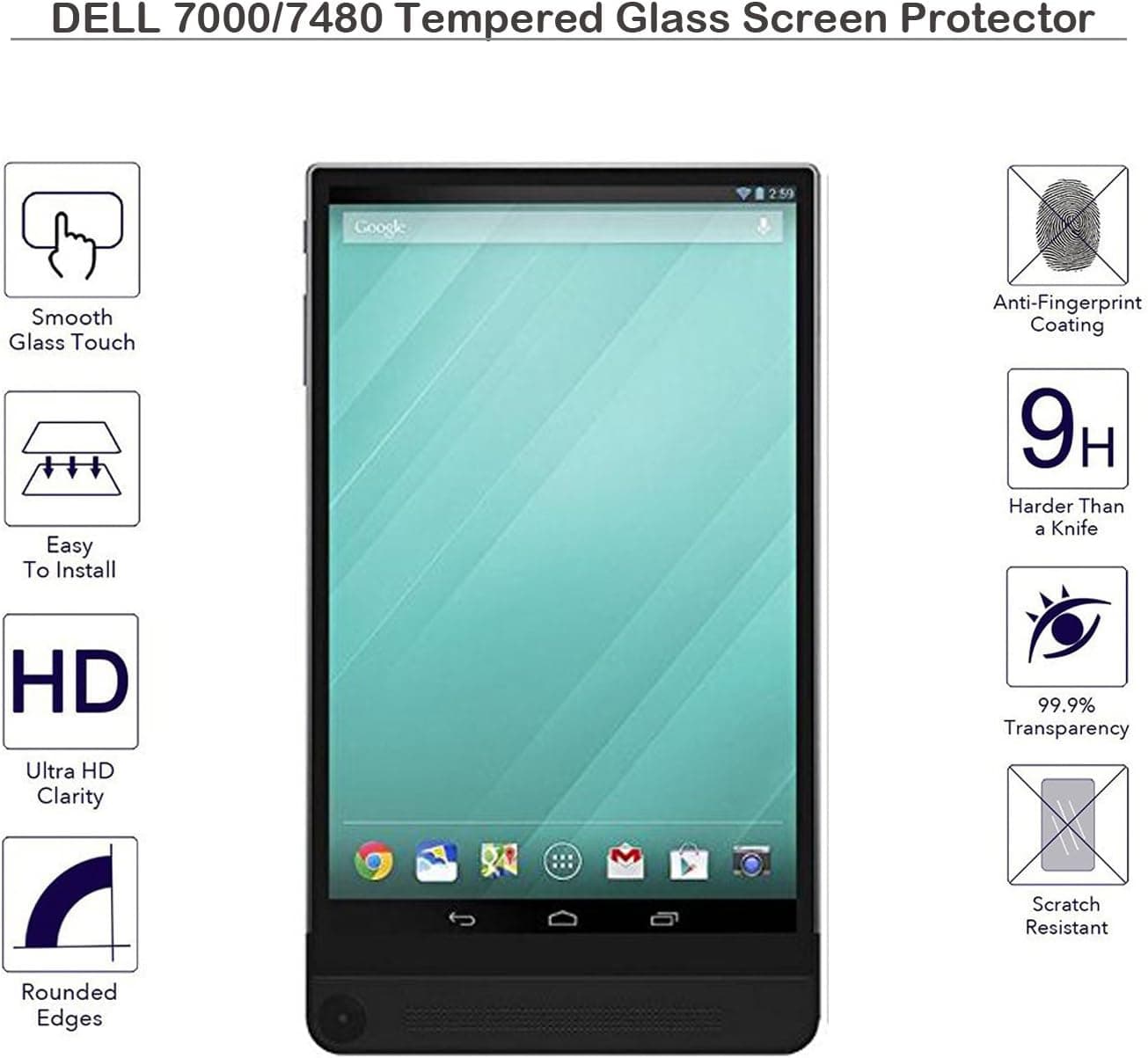 MOTONG New Dell Venue 8 7000 Series 7840 tablet Tempered Glass Screen Protectors For (Dell 7000), 9 H Hardness, 0.3mm Thickness,Made From Real Glass, Shatterproof(Fulfilled by Amazon)