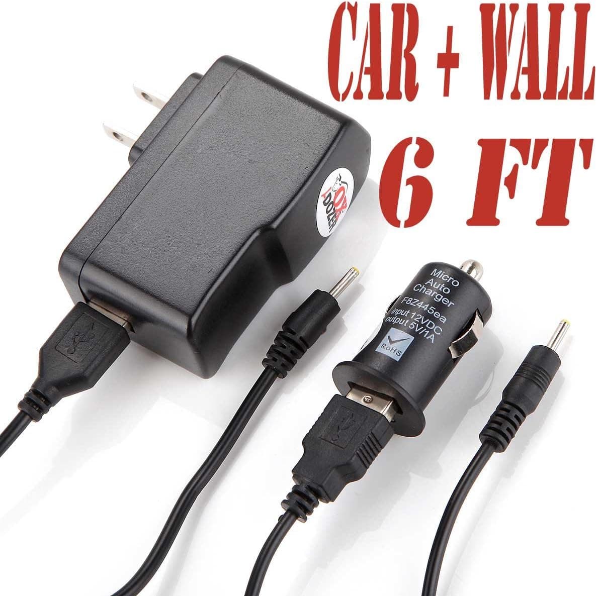 Irulu All Models 7" , 8" , 9", 9.7" , 10" , 10.1" Power Supply with Round Jack Plug (6ch) (Set of Two Car and Wall)