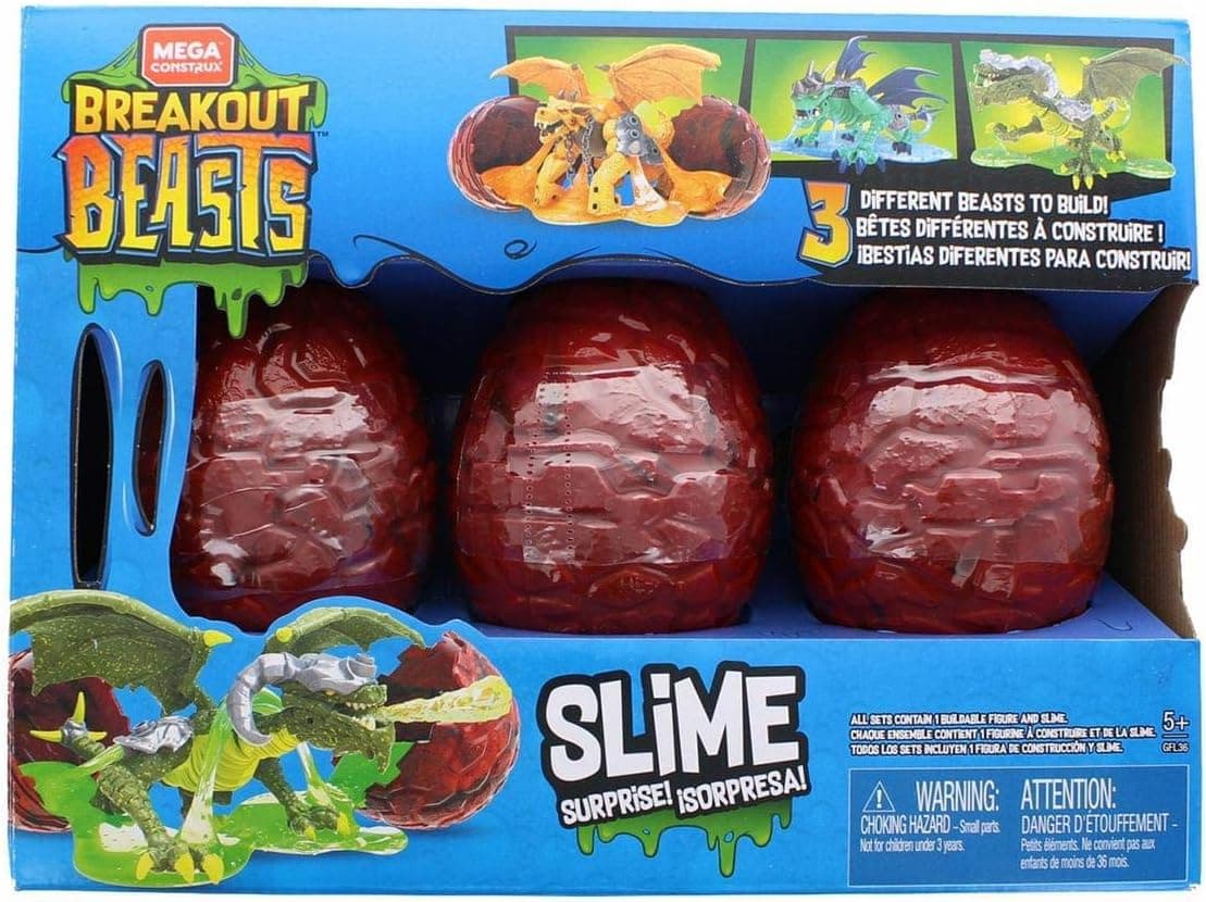 Mega Construx Breakout Beasts Slime - 3 Different Beasts - Blue Set #1250936, Multicolor