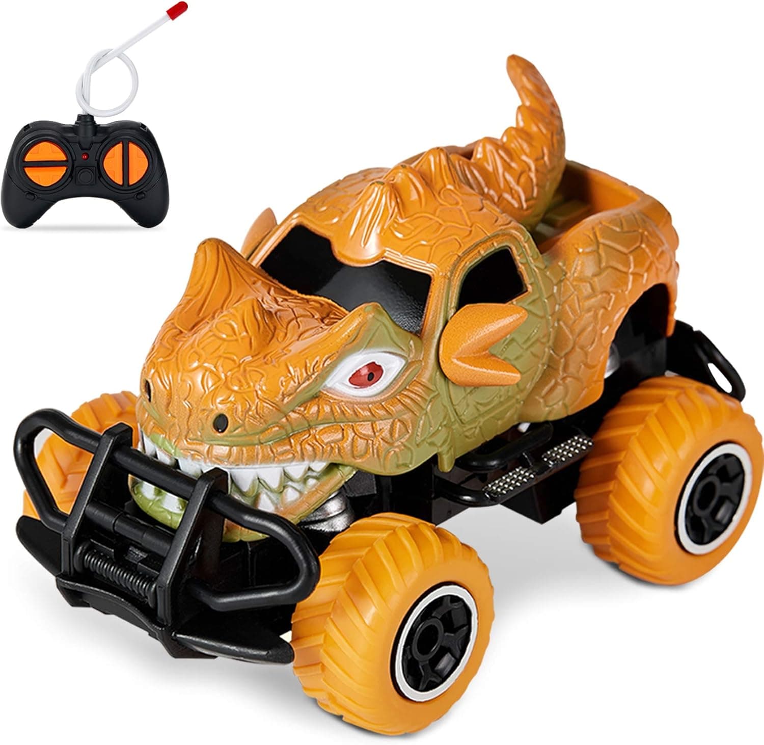 HahaGift Toys For 5 4 6 3 Year Old Boys Gifts,Remote Control Cars for Boys Dinosaur Party Favor Gifts Birthday Gifts for 3-5 Year old Boys Toys Age 2-6,Dinosaur Toys for Boys Gifts Age 3 4 6 5(Orange)