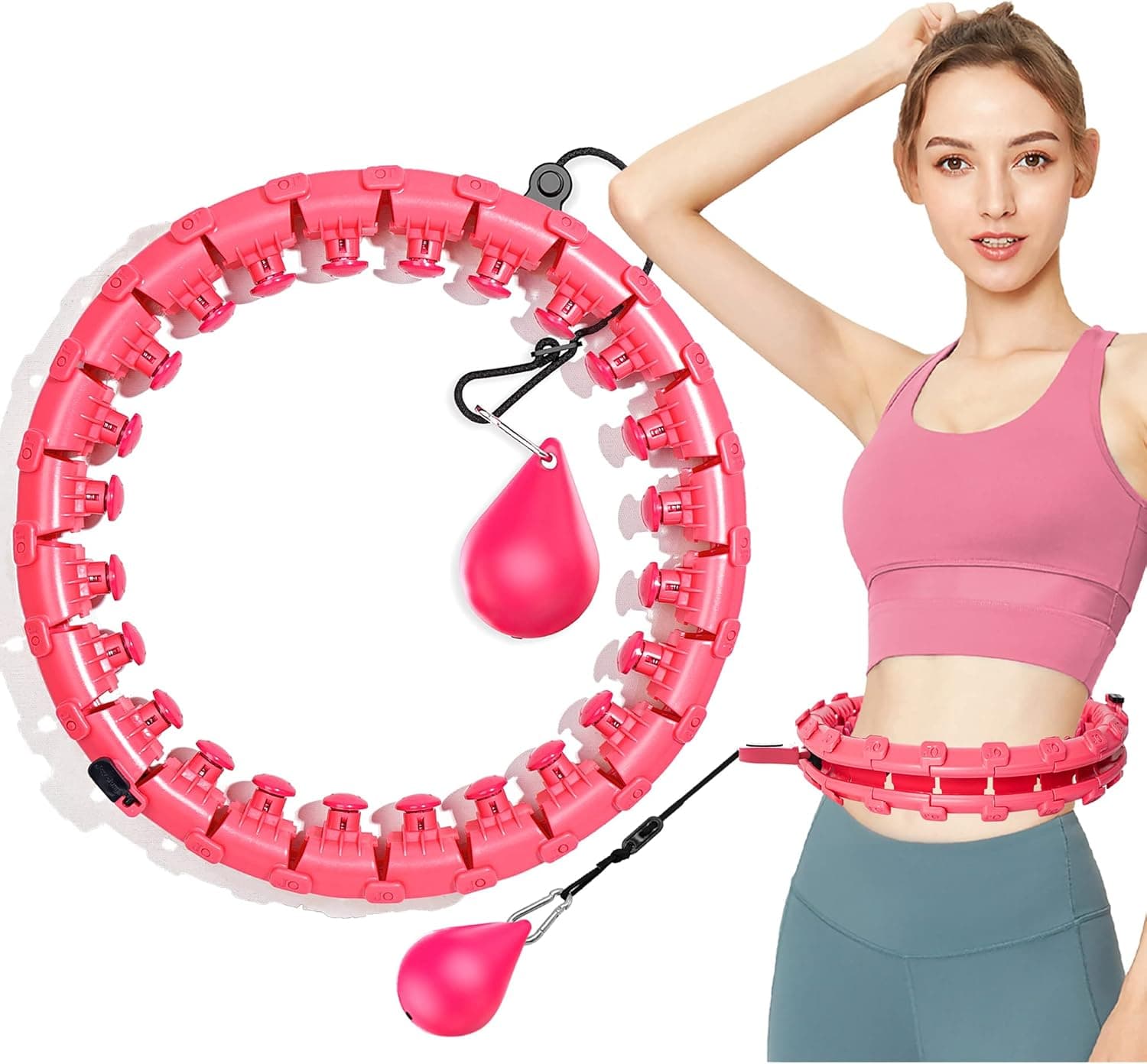 Weighted Hula Exercise Hoop for Adults Weight Loss Smart Hoola Weighted Hoop for Man and Woman with 24 Sections Adjustable Home Fitness Equipment with 360° Massage Surrounding plus size