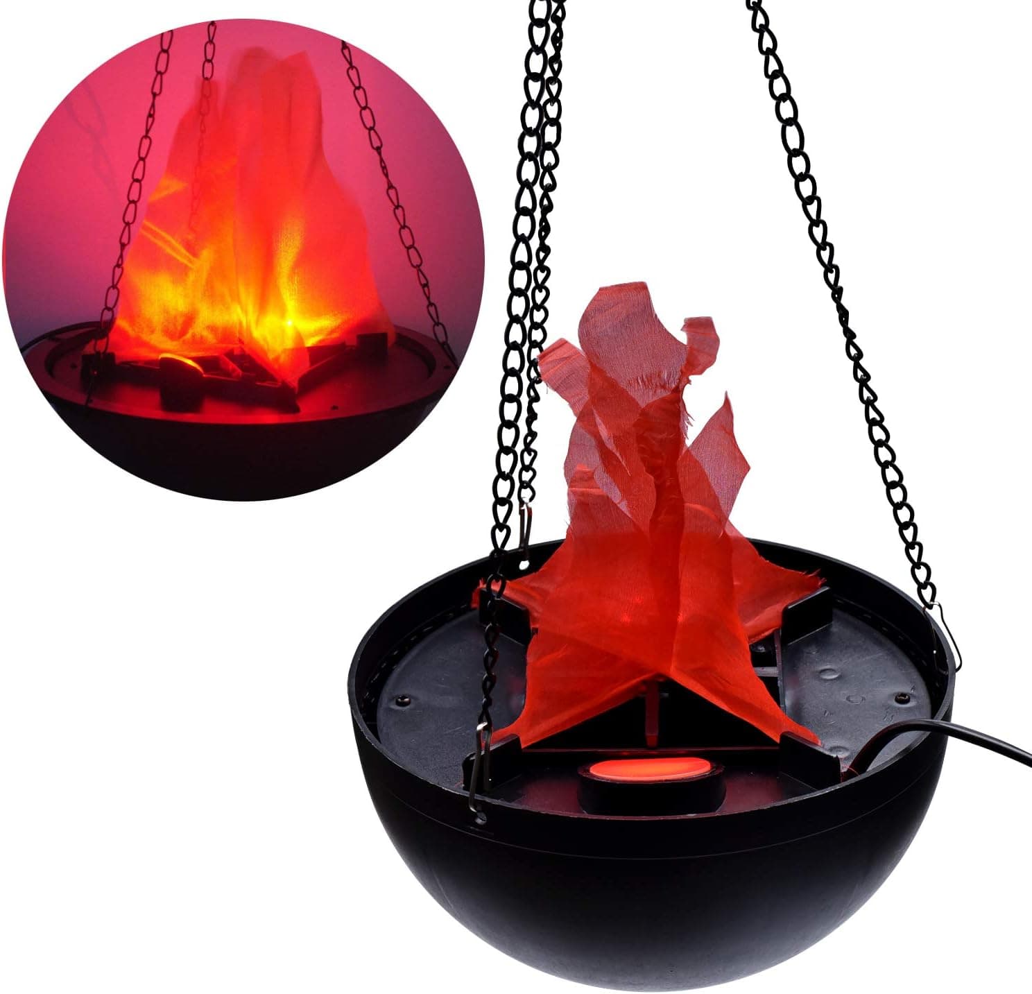 yayali Halloween LED Fire Lights, Bonfire Party Decoration Lights, Dynamic Flame Effect Hanging Brazier Lamp for Bar, Dance, Party, Holiday Decoration (7.9inch)