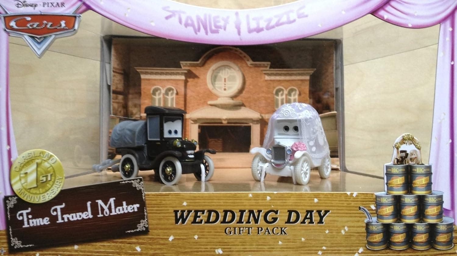 Disney Cars Time Travel Mater Stanley and Lizzie Wedding Day Die-Cast Set - Limited Theme Park Exclusive Edition