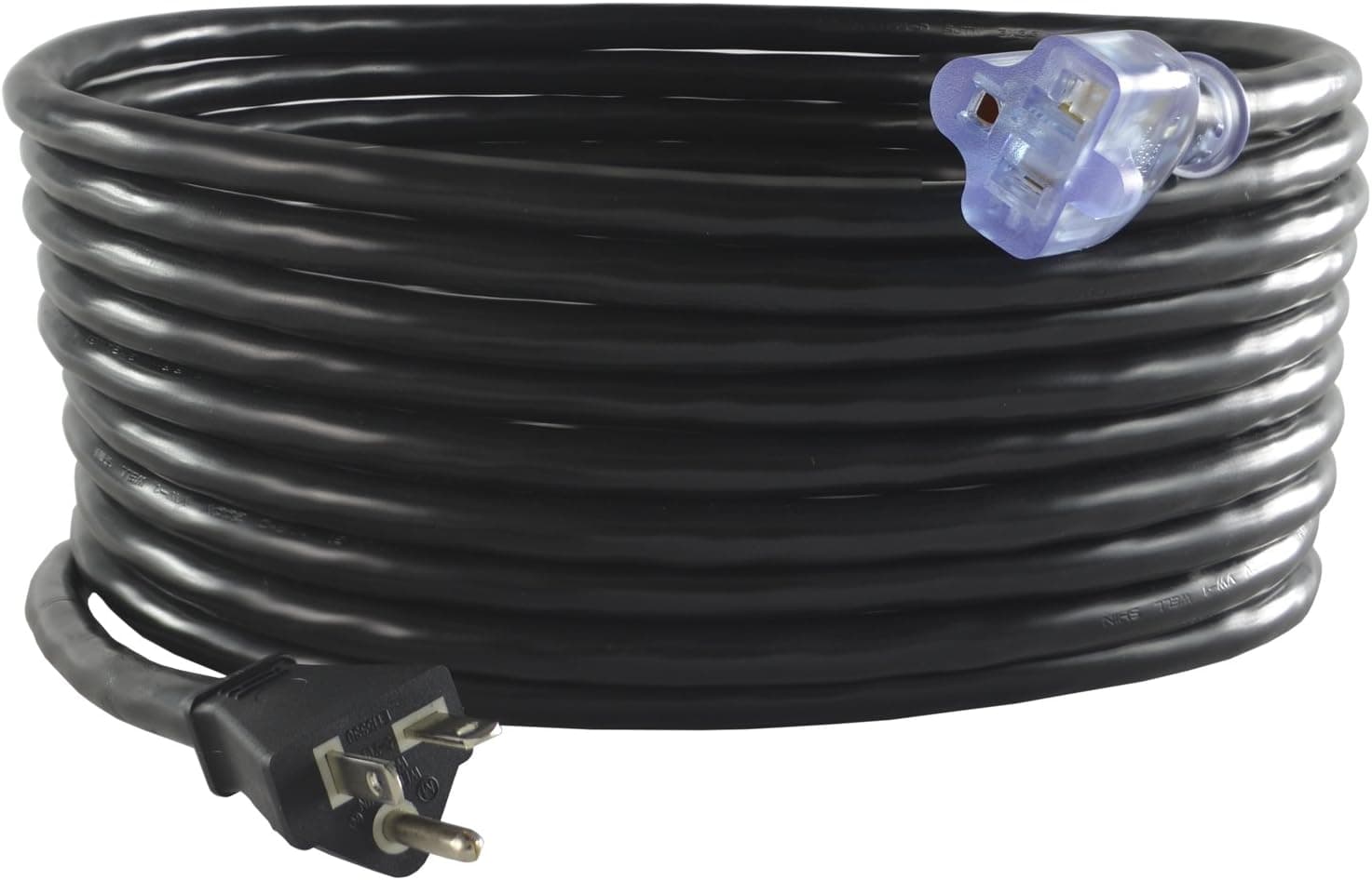 Conntek NEMA 5-20 20-Amp T-Blade Outdoor SJTW 12/3 Extension Cord with power indicator light End
