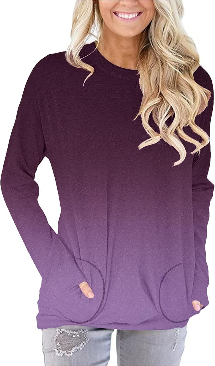 Angerella Womens Casual Loose Fit Pocket Shirts Comfy Cute Printed Tunic Tops Baggy Blouse