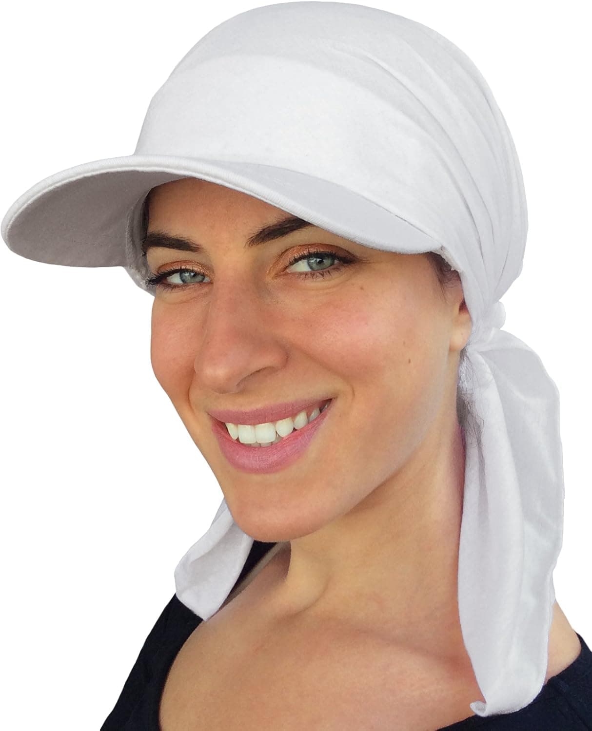 Womens Visor Sun Hat Pre Tied Cotton Bandana Scarf Jewish Muslim Hijab Scarf Headwear Summer Hair Loss Chemo Hair Covering