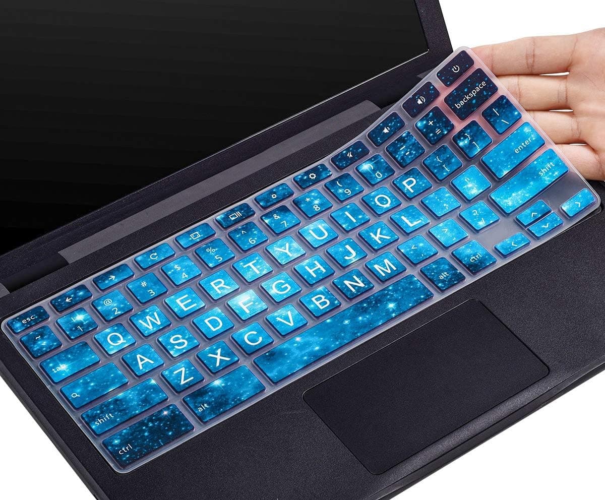 CaseBuy Keyboard Cover for Dell 11.6 Chromebook/Dell Chromebook 11 3100 3120 3180 3181 3189 5190 P22T 11.6" / Dell Chromebook 13 3380 13.3 inch, Dell Chromebook Cover(Upper CASE, Blue Stars)