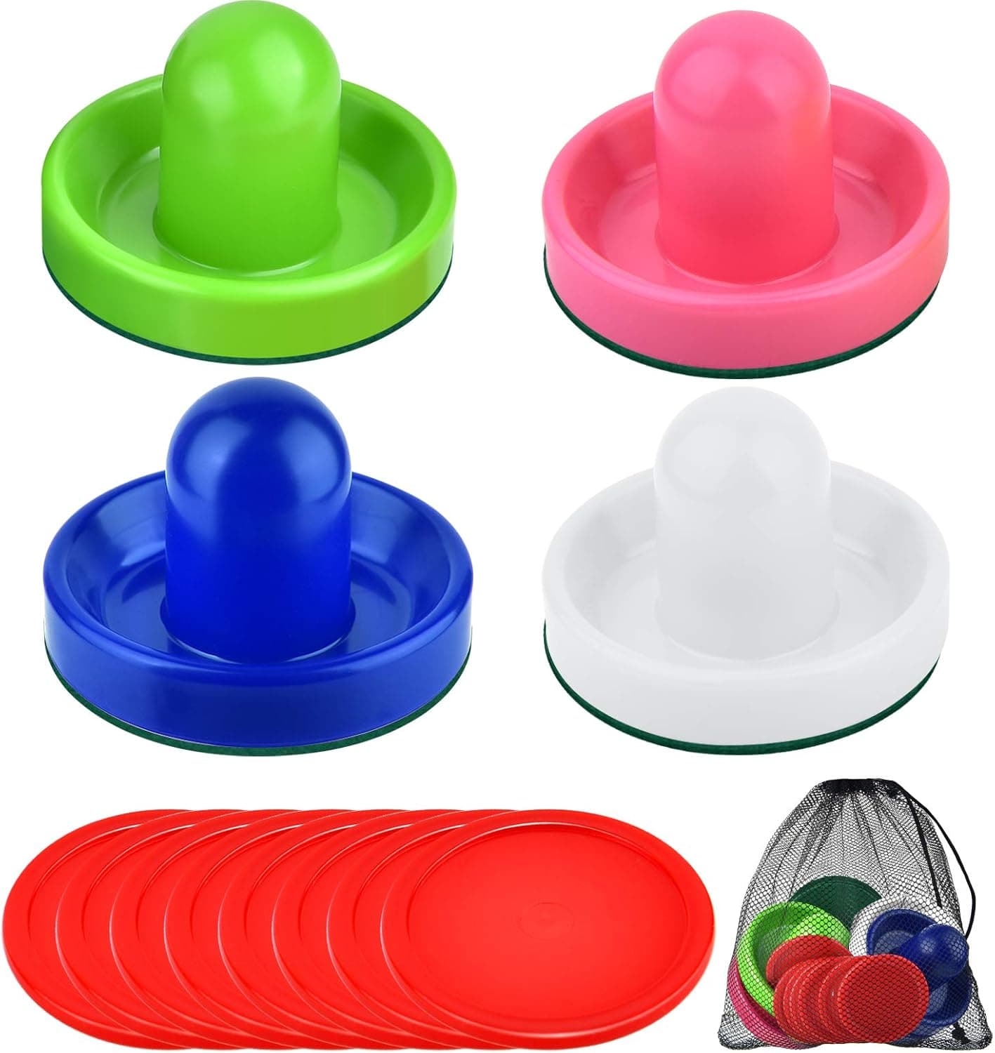 Coopay Air Hockey Pushers and Air Hockey Pucks Air Hockey Paddles with a Drawstring Bag for Game Tables (4 Striker, 8 Puck Pack)