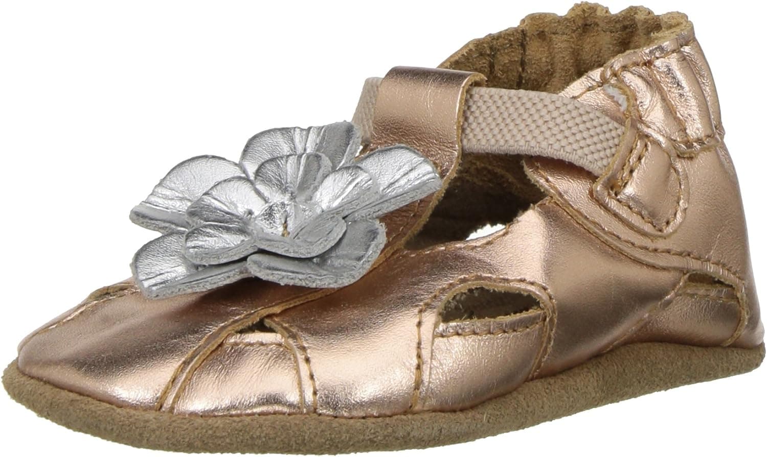 Robeez Unisex-Child White Pretty Pansy Soft Sole-K