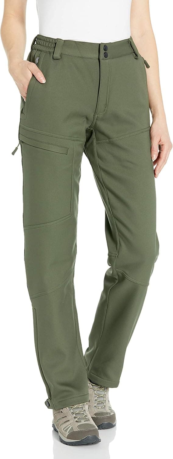 Women's Warm Fleece Lined Cargo Snow Hiking Pants Windproof Water Resistant Sportwear