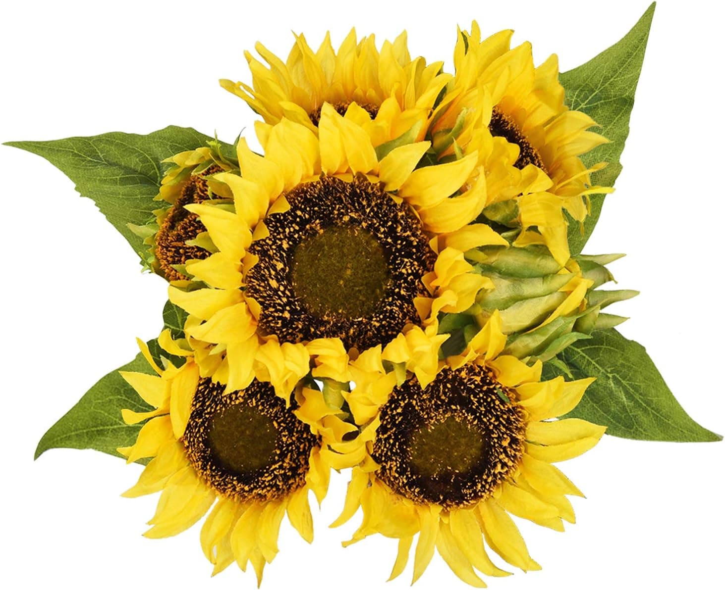 Shiny Flower Artificial Sunflower Bouquets, Lifelike Silk Sunflowers with 7 Floral Heads,Bride and Groom Holding Flowers for DIY Wedding Office Party Garden Hotel Home Decoration