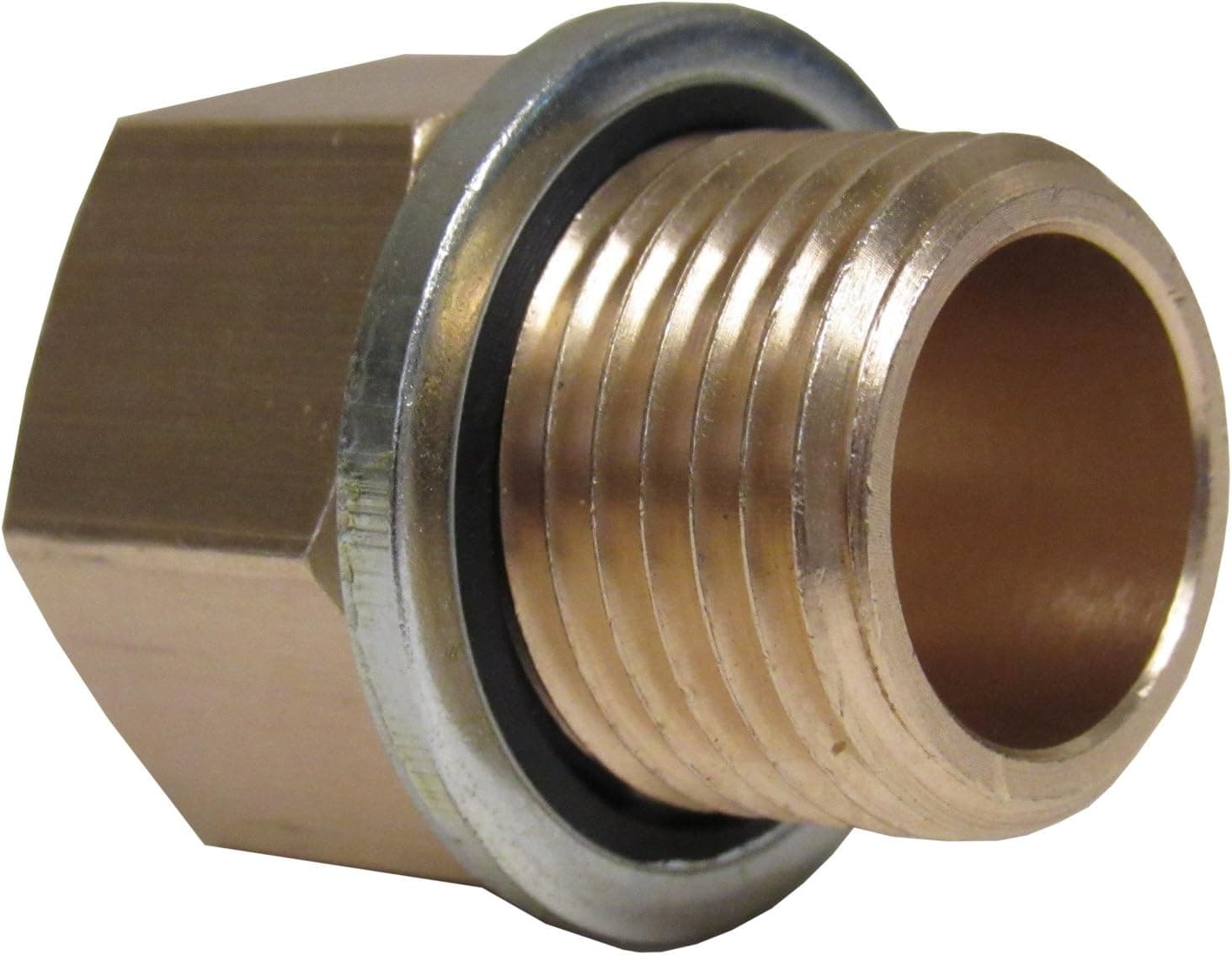 BRASS ADAPTER 3/8" NPT FEMALE X 3/8" BSPP MALE W/ SEALING WASHER