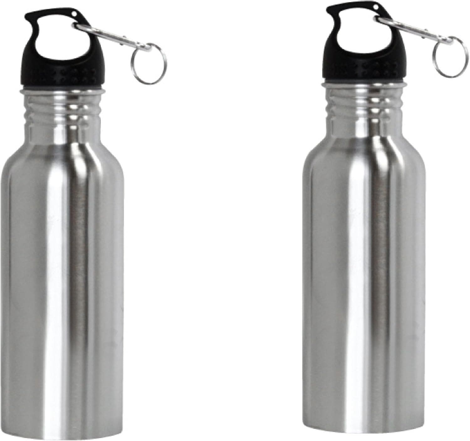 Stainless Steel Water bottle 22oz with carabiner Silver (2)
