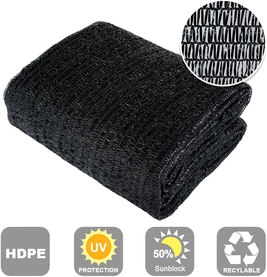 Agfabric 50% Sunblock Shade Cloth Cover with Clips for Plants 10’ X 16’, Black