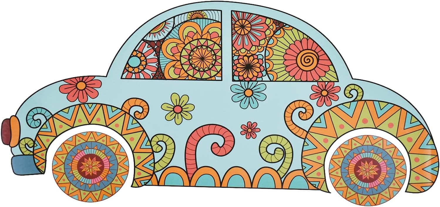 Pinenjoy Bohemian Car Wall Art Decal Colorful Mandala Pattern Wall Sticker 11x22.8inch Removable Waterproof Vinyl Sticker for Home Office School Wall Decoration