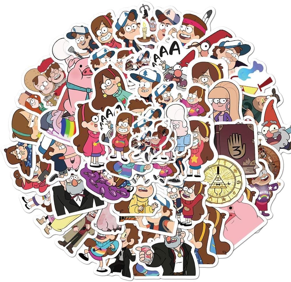 50Pcs Gravity Falls Stickers, Funny Cartoon Stickers for Kids, Waterproof Vinyl Stickers for Teen Adult Water Bottle, Laptop,Skateboard,Computer,Phone,Luggage,Bike(Gravity Falls)